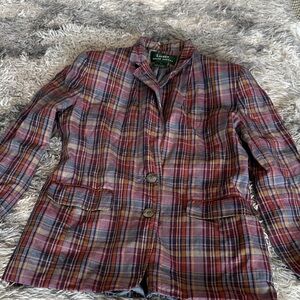 C—Lauren Ralph Lauren Women's Plaid Blazer - Red and Blue